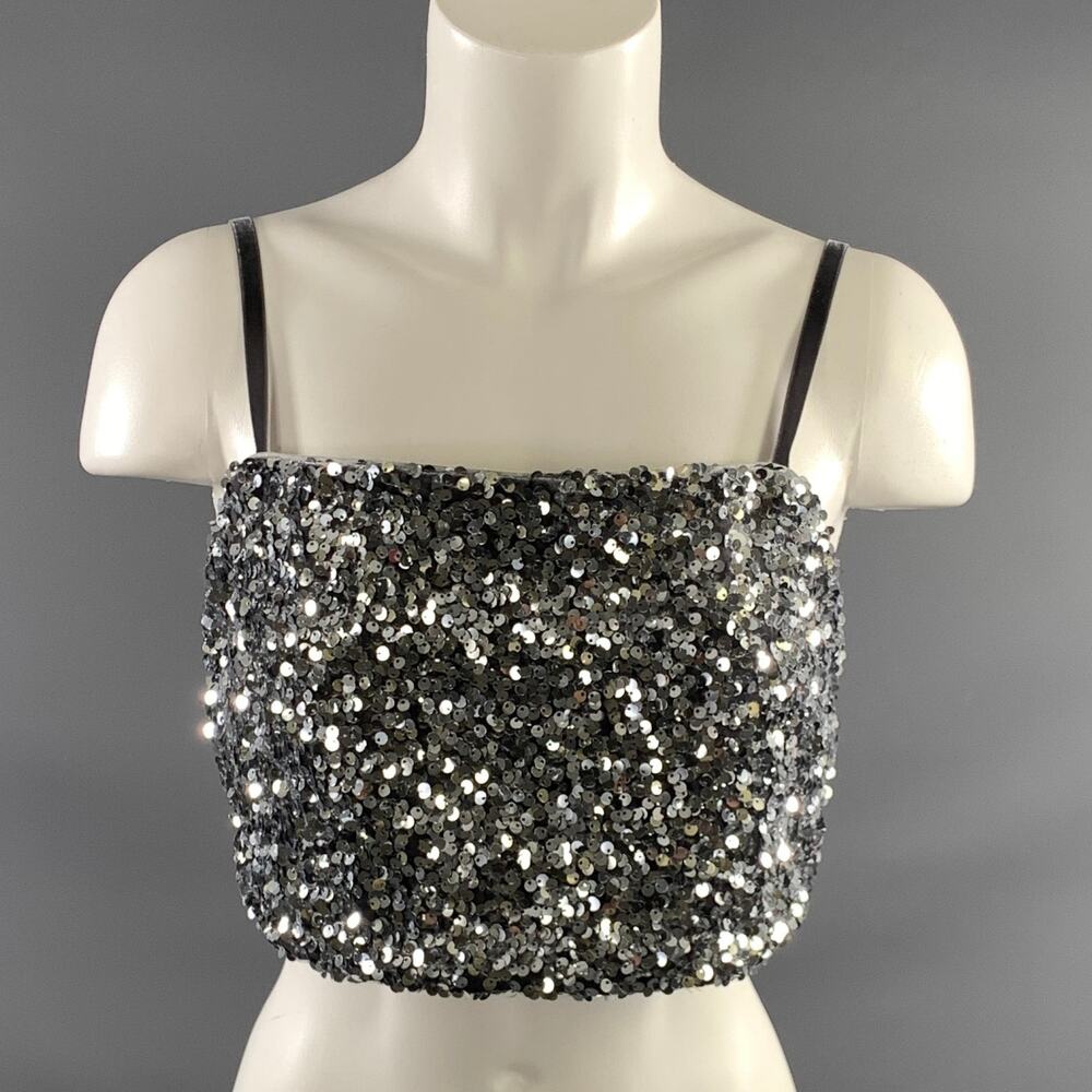 DOROTHEE SCHUMACHER Size M Silver Polyamide Blend Sequined Dress Top